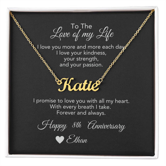 Personalized Anniversary Gift for Her, Enter Year & Name, Necklace & Message Card - MKTCustomDesigns