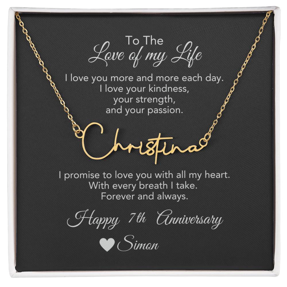 Personalized Anniversary Gift for Her, Enter Year & Name, Necklace & Message Card - MKTCustomDesigns