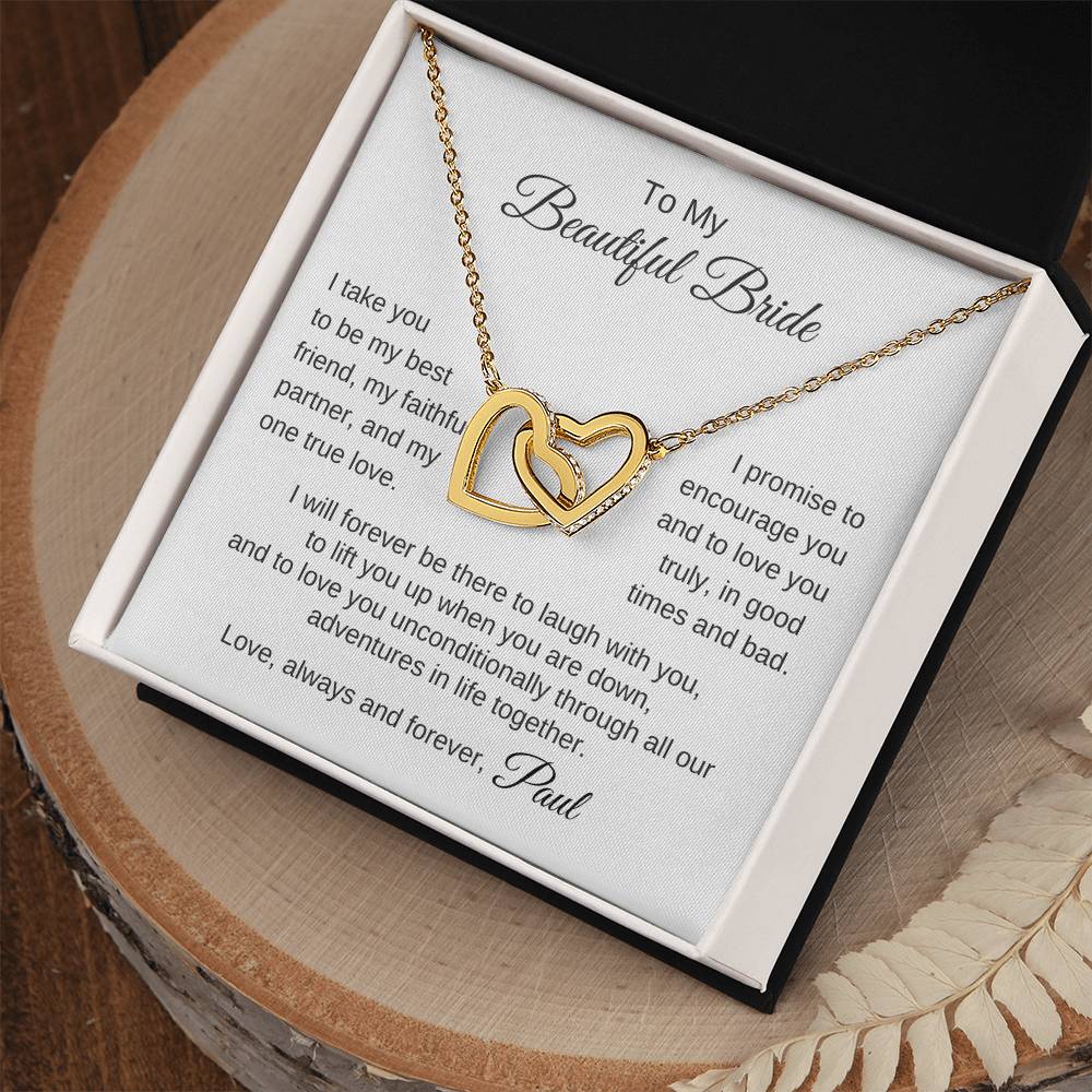 To My Beautiful Bride Gift To Bride From Groom Wedding Gift Interlocking Hearts Necklace