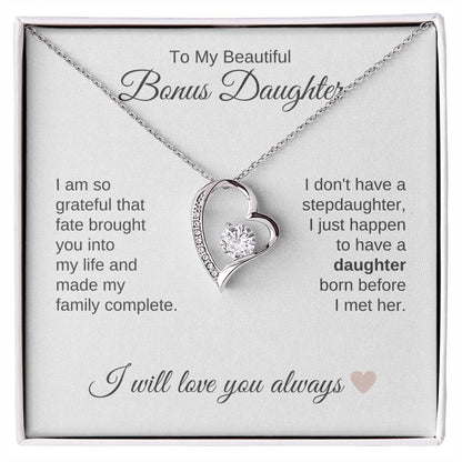 To My Bonus Daughter Necklace Gift, Stepdaughter Gift for Birthday, Christmas Gift for Step Daughter - MKTCustomDesigns