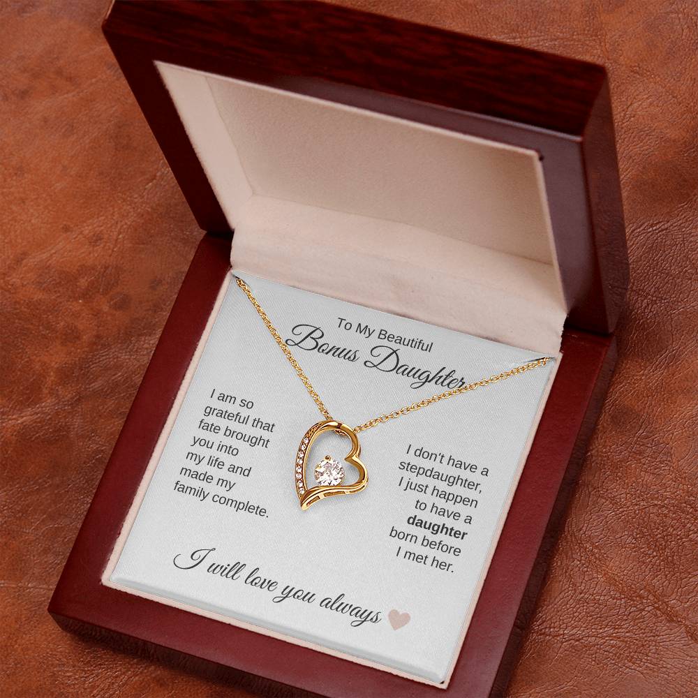 To My Bonus Daughter Necklace Gift, Stepdaughter Gift for Birthday, Christmas Gift for Step Daughter - MKTCustomDesigns