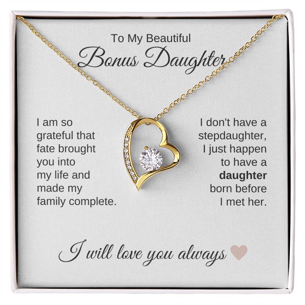 To My Bonus Daughter Necklace Gift, Stepdaughter Gift for Birthday, Christmas Gift for Step Daughter - MKTCustomDesigns