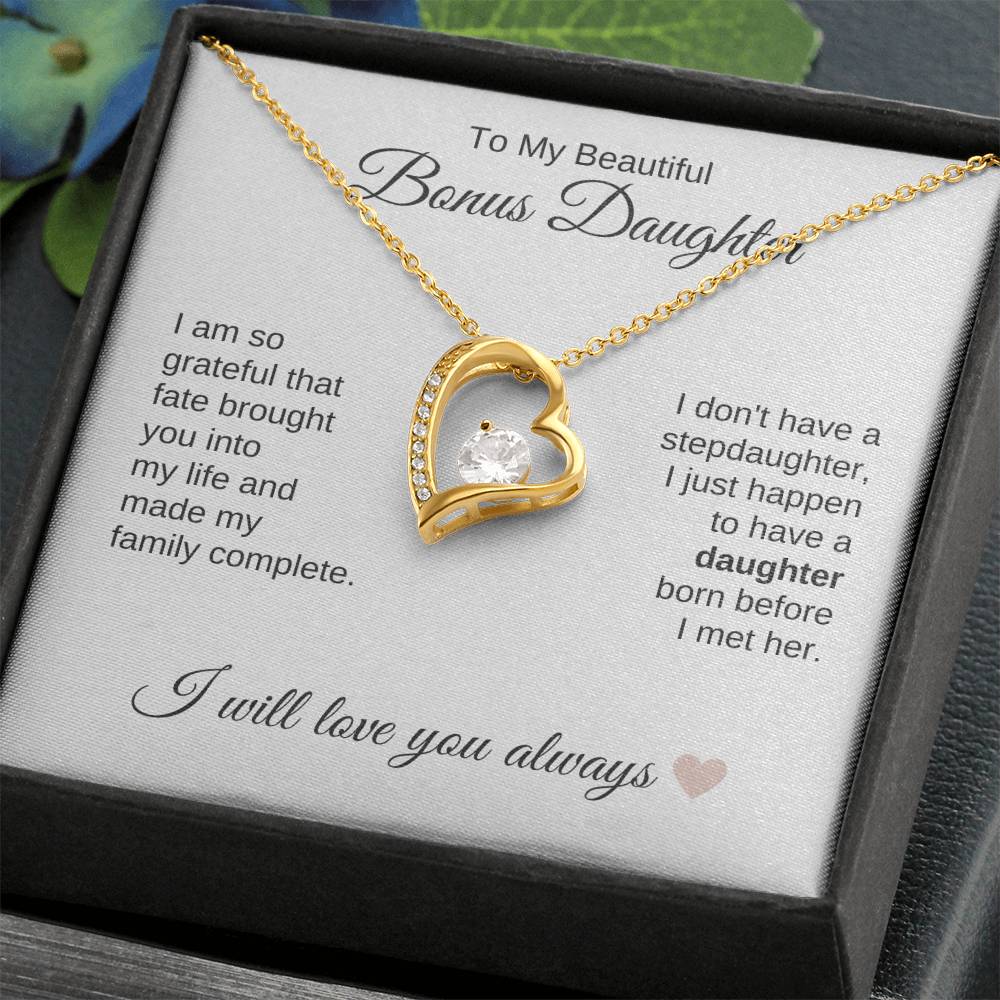 To My Bonus Daughter Necklace Gift, Stepdaughter Gift for Birthday, Christmas Gift for Step Daughter - MKTCustomDesigns