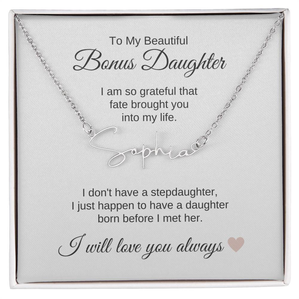 To My Bonus Daughter Necklace Gift, Stepdaughter Gift for Birthday, Christmas Gift for Step Daughter - MKTCustomDesigns