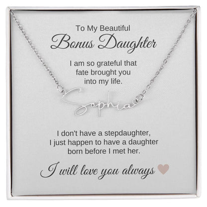 To My Bonus Daughter Necklace Gift, Stepdaughter Gift for Birthday, Christmas Gift for Step Daughter - MKTCustomDesigns