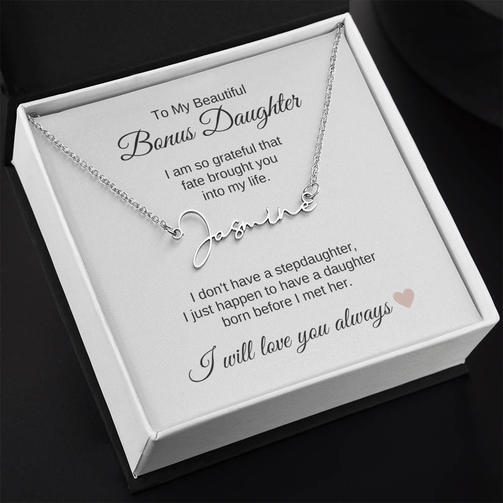 To My Bonus Daughter Necklace Gift, Stepdaughter Gift for Birthday, Christmas Gift for Step Daughter - MKTCustomDesigns