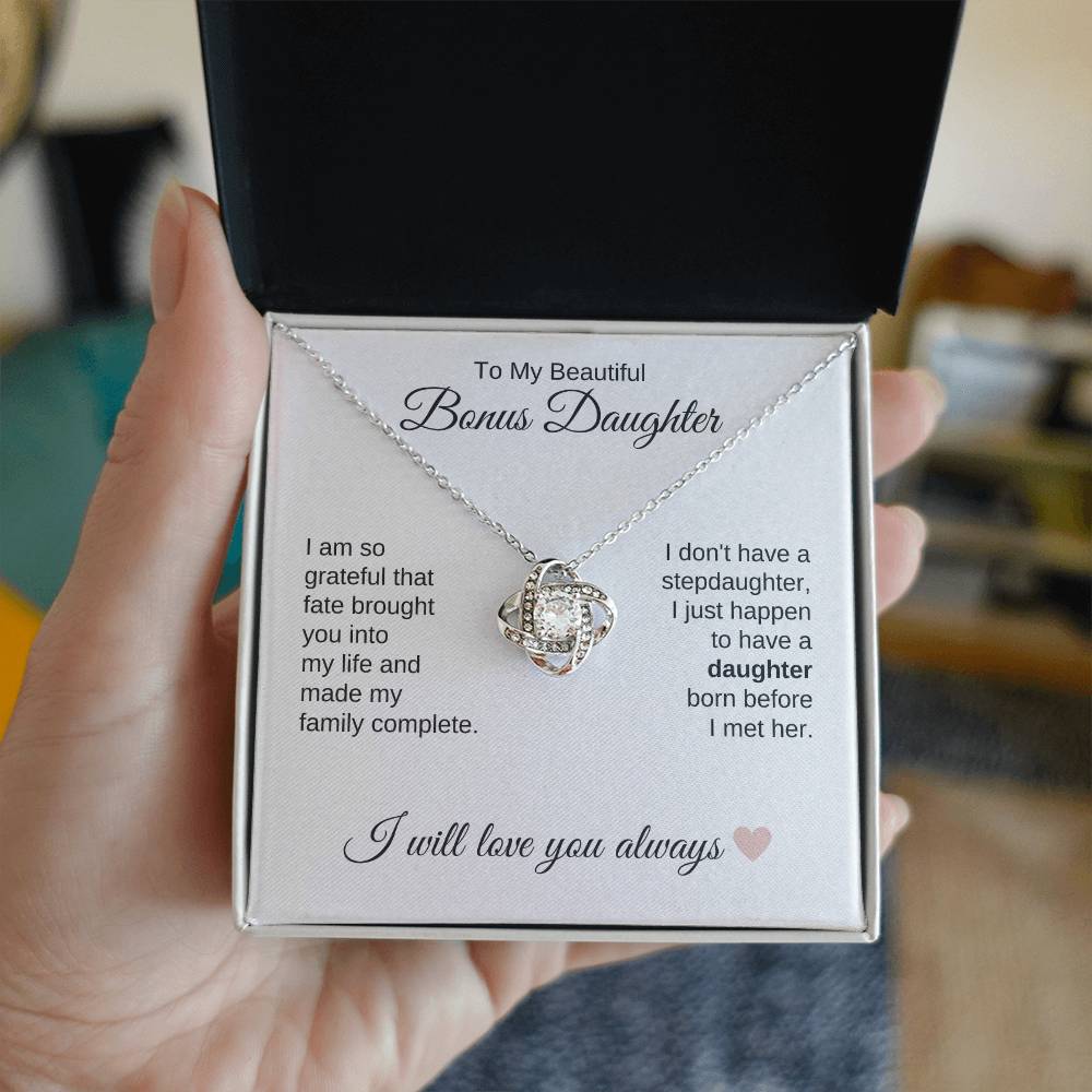 To My Bonus Daughter Necklace Gift, Stepdaughter Gift for Birthday, Christmas Gift for Step Daughter - MKTCustomDesigns