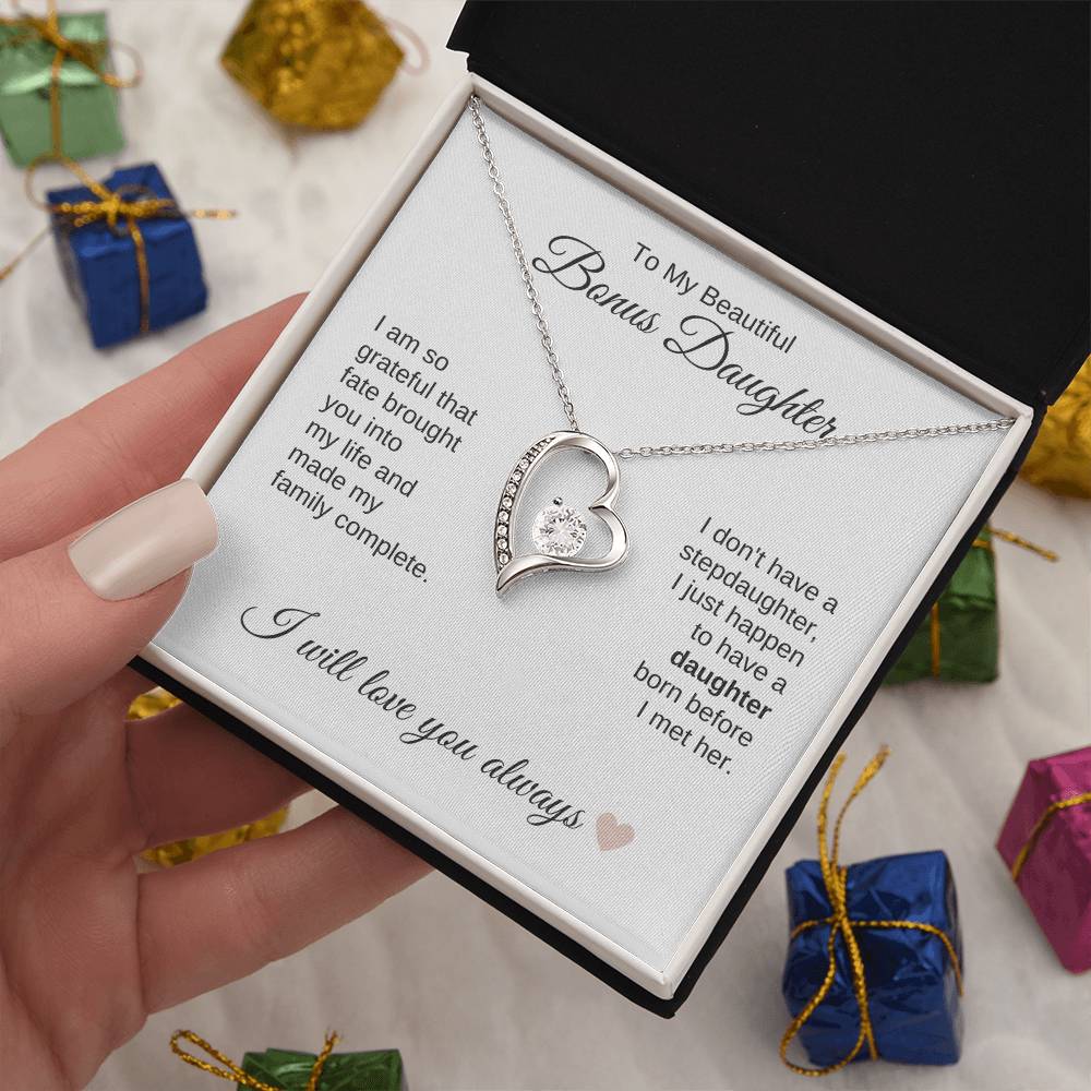 To My Bonus Daughter Necklace Gift, Stepdaughter Gift for Birthday, Christmas Gift for Step Daughter - MKTCustomDesigns