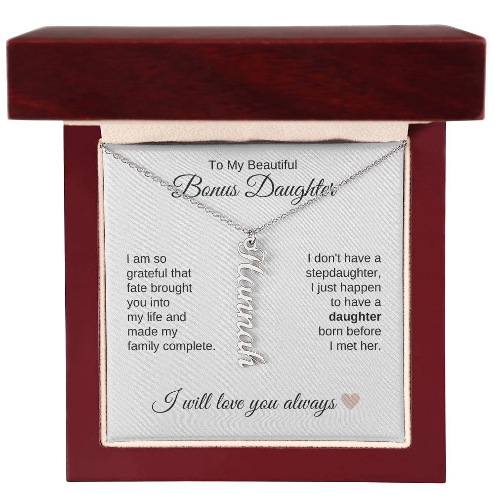 Bonus Daughter Gifts for Step Daughters Custom Name Dangle Necklace - MKT Custom Jewelry