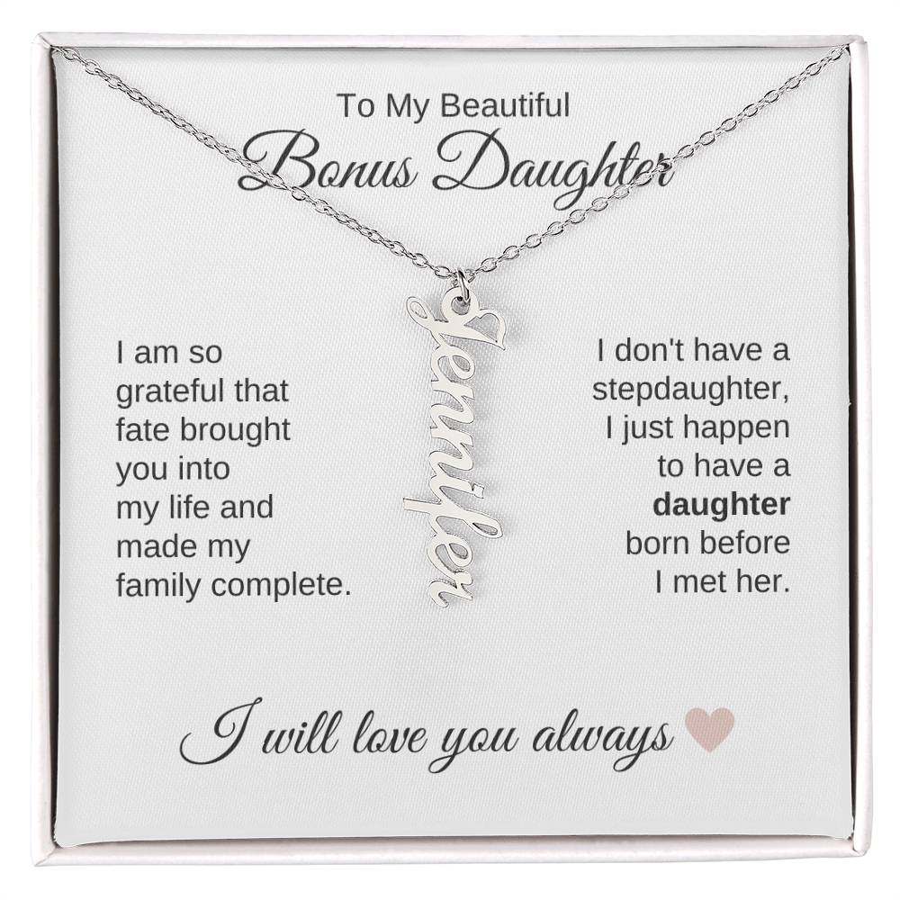 Bonus Daughter Gifts for Step Daughters Custom Name Dangle Necklace