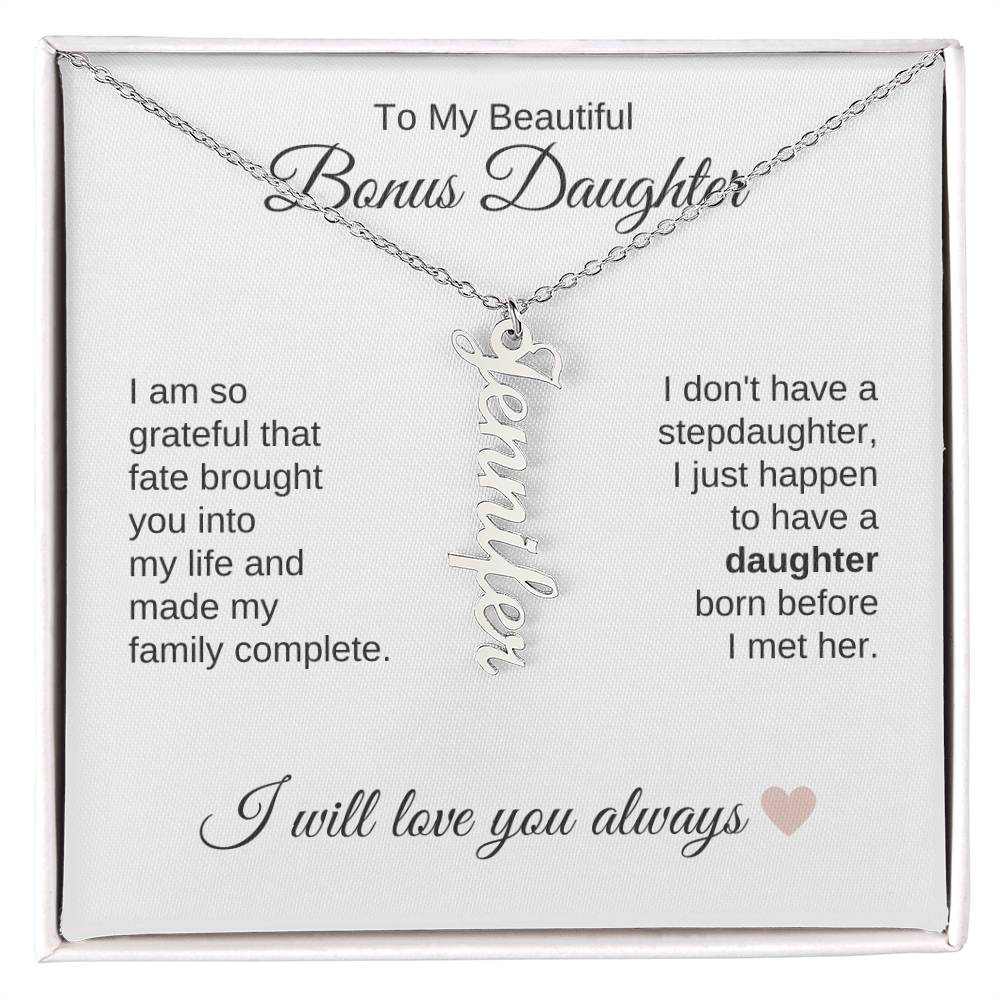 Bonus Daughter Gifts for Step Daughters Custom Name Dangle Necklace - MKT Custom Jewelry