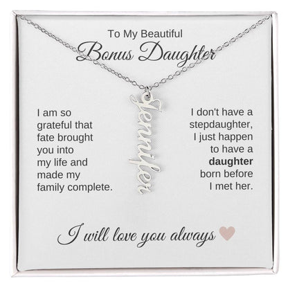 Bonus Daughter Gifts for Step Daughters Custom Name Dangle Necklace - MKT Custom Jewelry