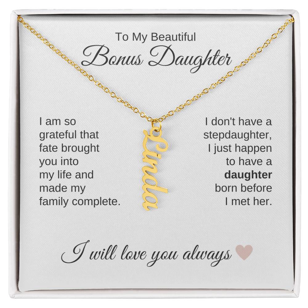 Bonus Daughter Gifts for Step Daughters Custom Name Dangle Necklace - MKT Custom Jewelry