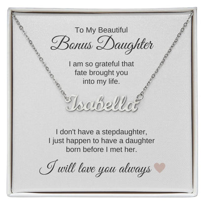 To My Bonus Daughter Necklace Gift, Stepdaughter Gift for Birthday, Christmas Gift for Step Daughter - MKTCustomDesigns