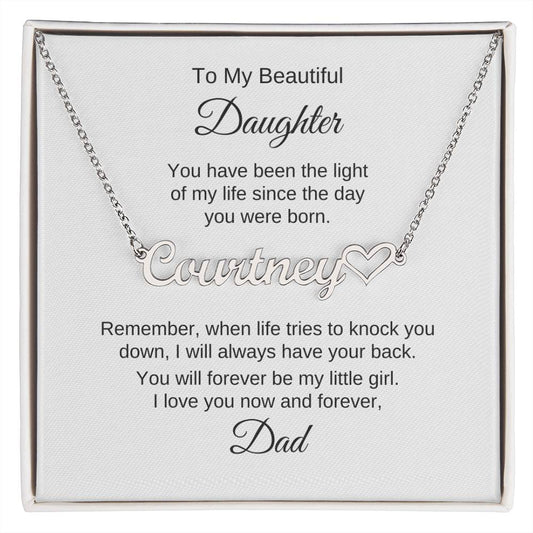 Daughter Gift from Dad Presents for your Daughter Custom Name Heart Necklace - MKT Custom Jewelry