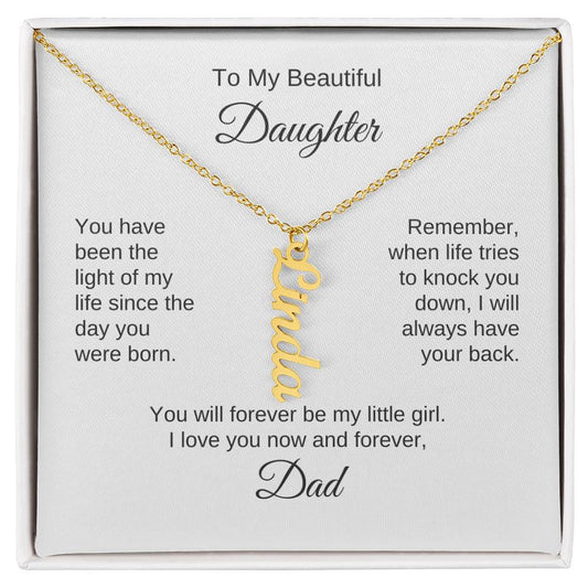 To My Daughter From Dad Gift Custom Name Necklace for Daughter - MKTCustomDesigns