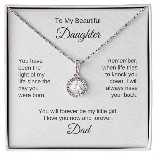 Daughter Gift from Dad Presents for your Daughter White Gold Pendant - MKT Custom Jewelry