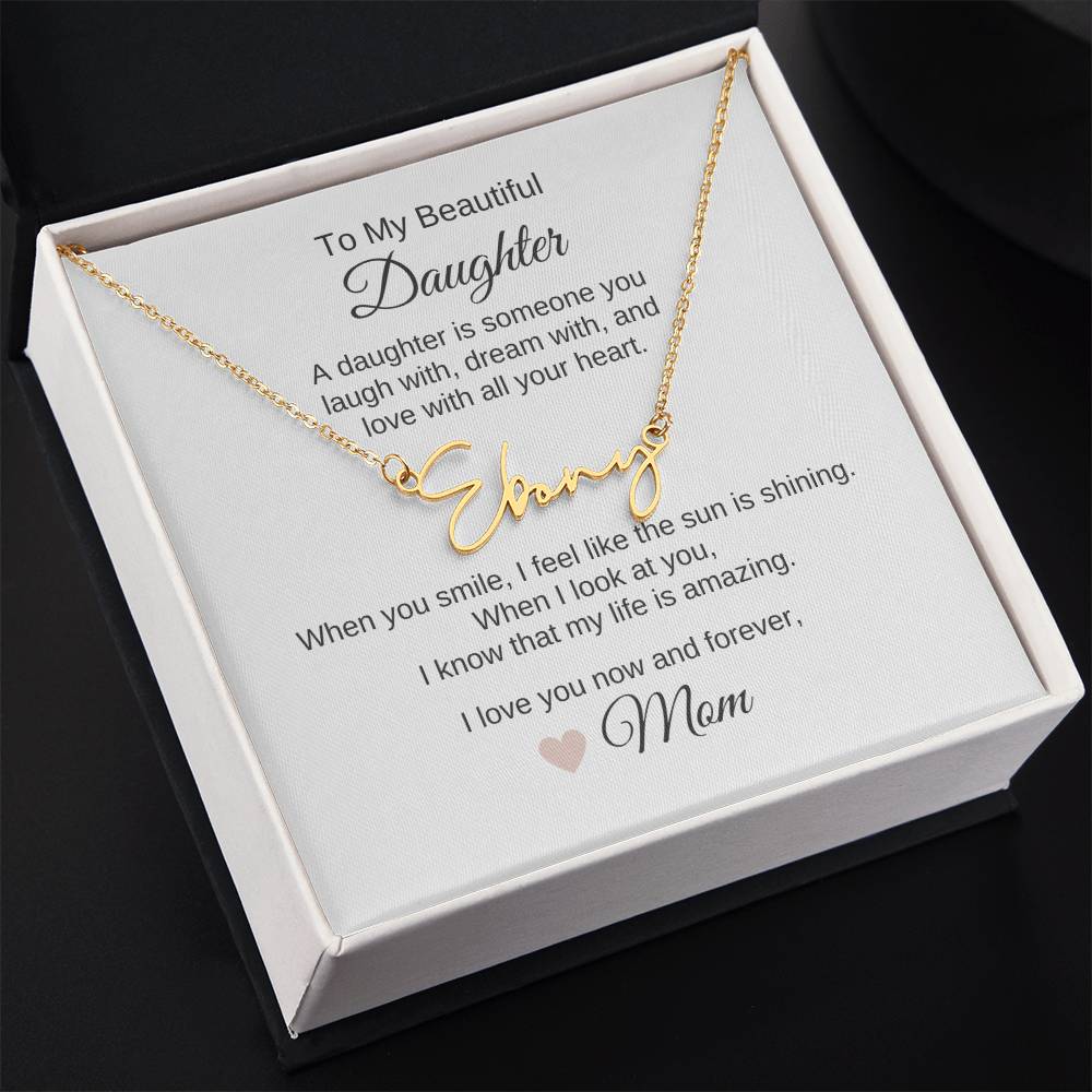 Daughter Mom Gifts Mom to Daughter Gifts Script Custom Name Necklace - MKT Custom Jewelry