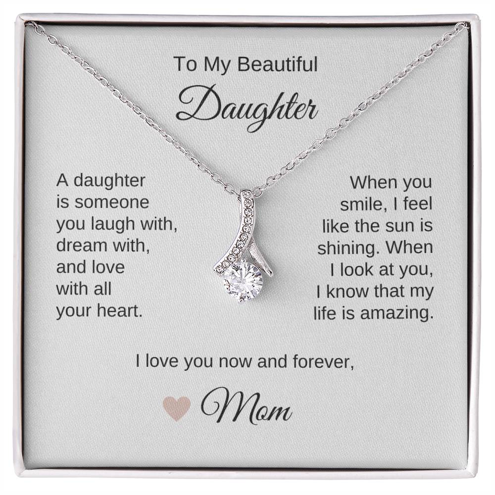 Daughter Mom Gifts for Daughter Necklace Gold Ribbon Necklace - MKT Custom Jewelry