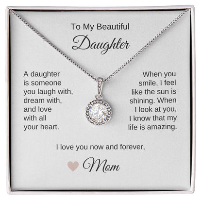 Daughter Mom Gifts for Daughter Necklace White Gold Pendant - MKT Custom Jewelry