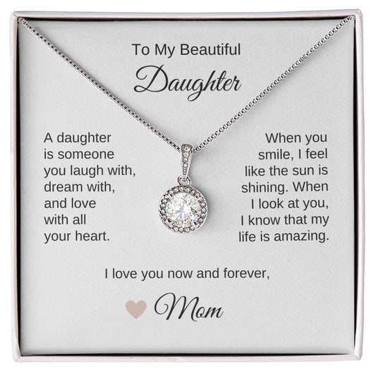 Daughter Mom Gifts for Daughter Necklace White Gold Pendant - MKT Custom Jewelry