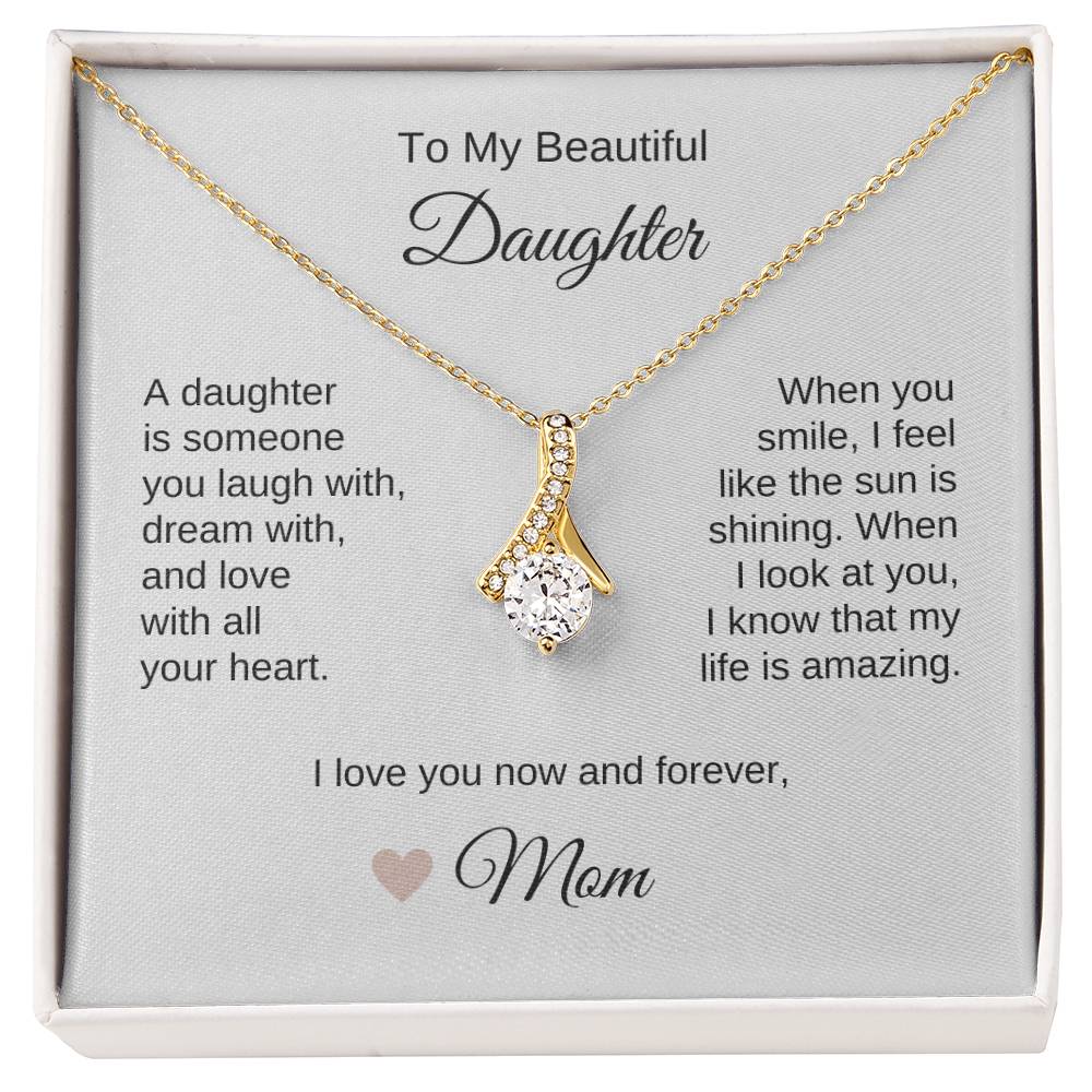 Daughter Mom Gifts for Daughter Necklace Gold Ribbon Necklace - MKT Custom Jewelry