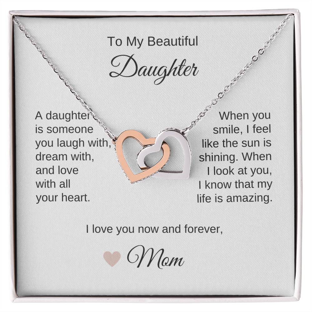 Daughter Mom Gifts for Daughter Necklace Interlocking Hearts Necklace - MKT Custom Jewelry