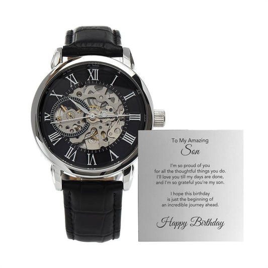 To My Son Birthday Gift Openwork Watch for Men - MKTCustomDesigns