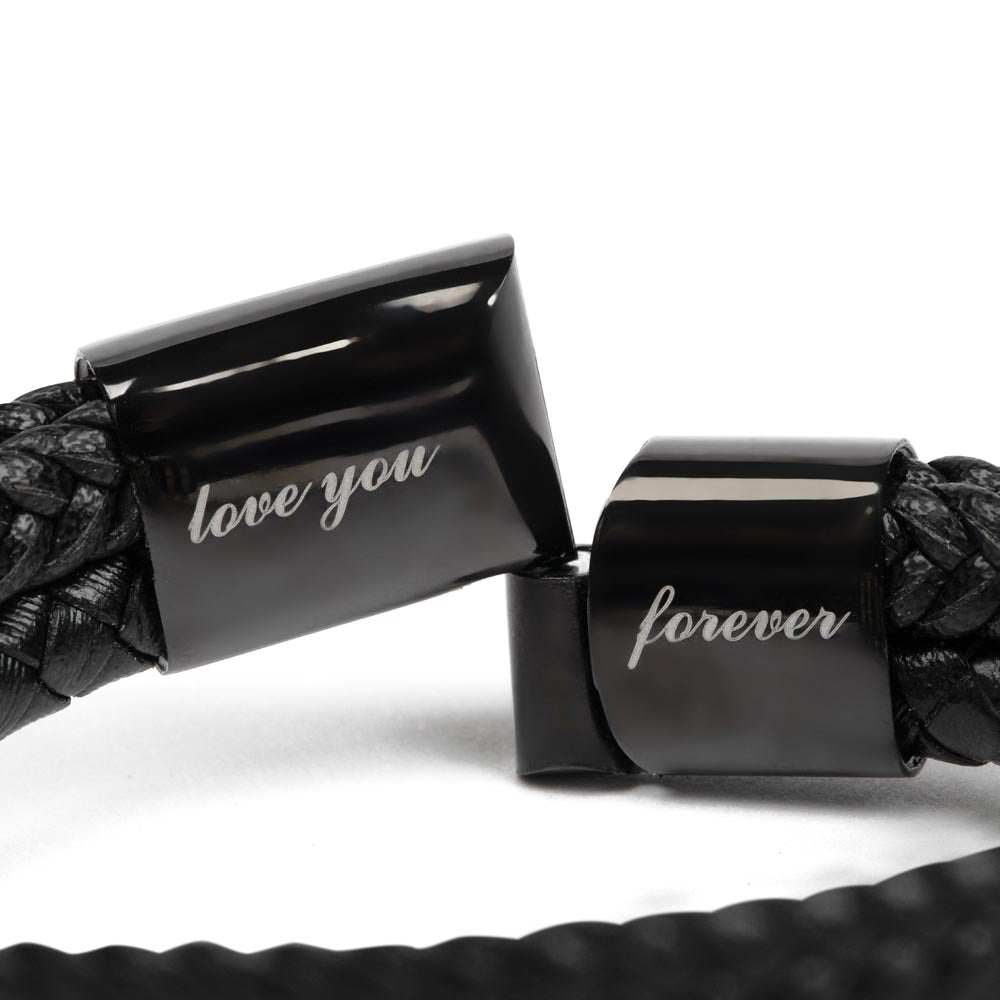 To My Son Engraved Love You Forever Vegan Leather Bracelet for Men - MKTCustomDesigns