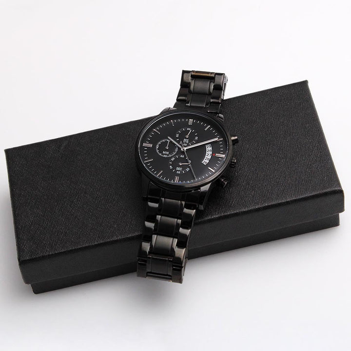 Black Chronograph Watch with Customizable Engraving Perfect Gift outlet Jewelry for Him