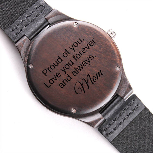 Son Gifts for Son From Mom Gift for Adult Son Engraved Wooden Watch - MKT Custom Jewelry