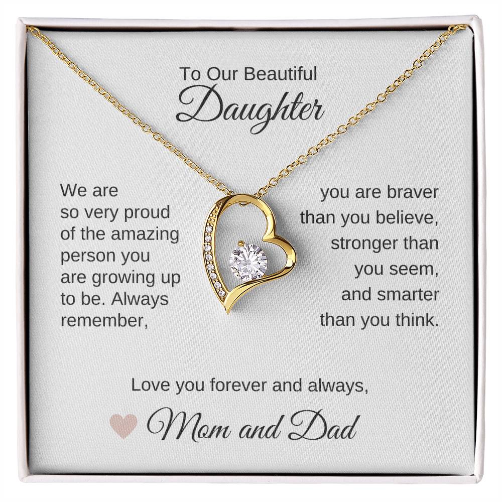 Daughter Necklace Present for Daughter Gifts for Daughter Gold Heart - MKT Custom Jewelry