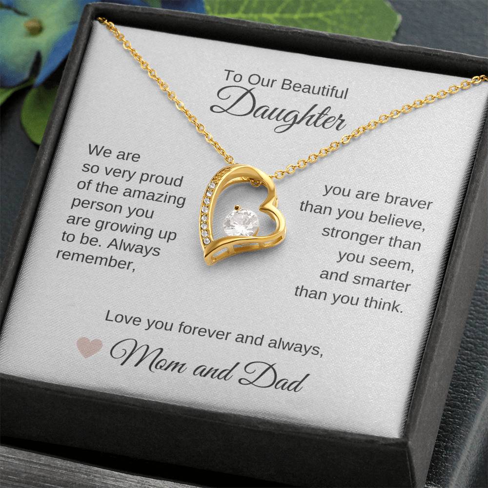 Daughter Necklace Present for Daughter Gifts for Daughter Gold Heart - MKT Custom Jewelry