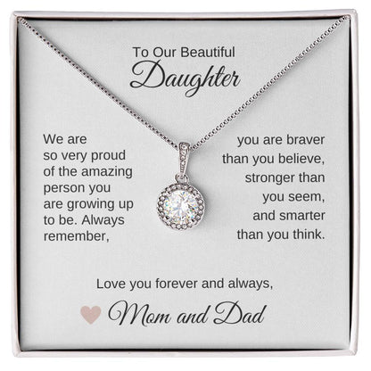 Daughter Necklace Presents for your Daughter White Gold Pendant - MKT Custom Jewelry