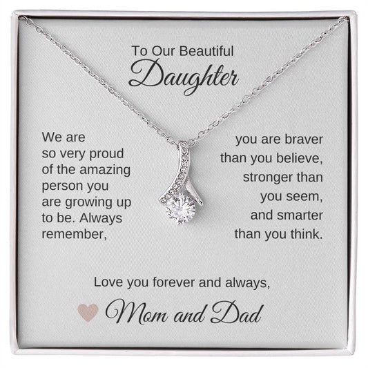 Daughter Necklace Presents for Daughter Gifts for Daughter Gold Ribbon - MKT Custom Jewelry