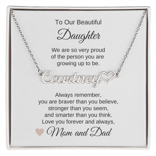 Daughter Necklace Gifts for Daughters Birthday Custom Name Heart Necklace - MKT Custom Jewelry