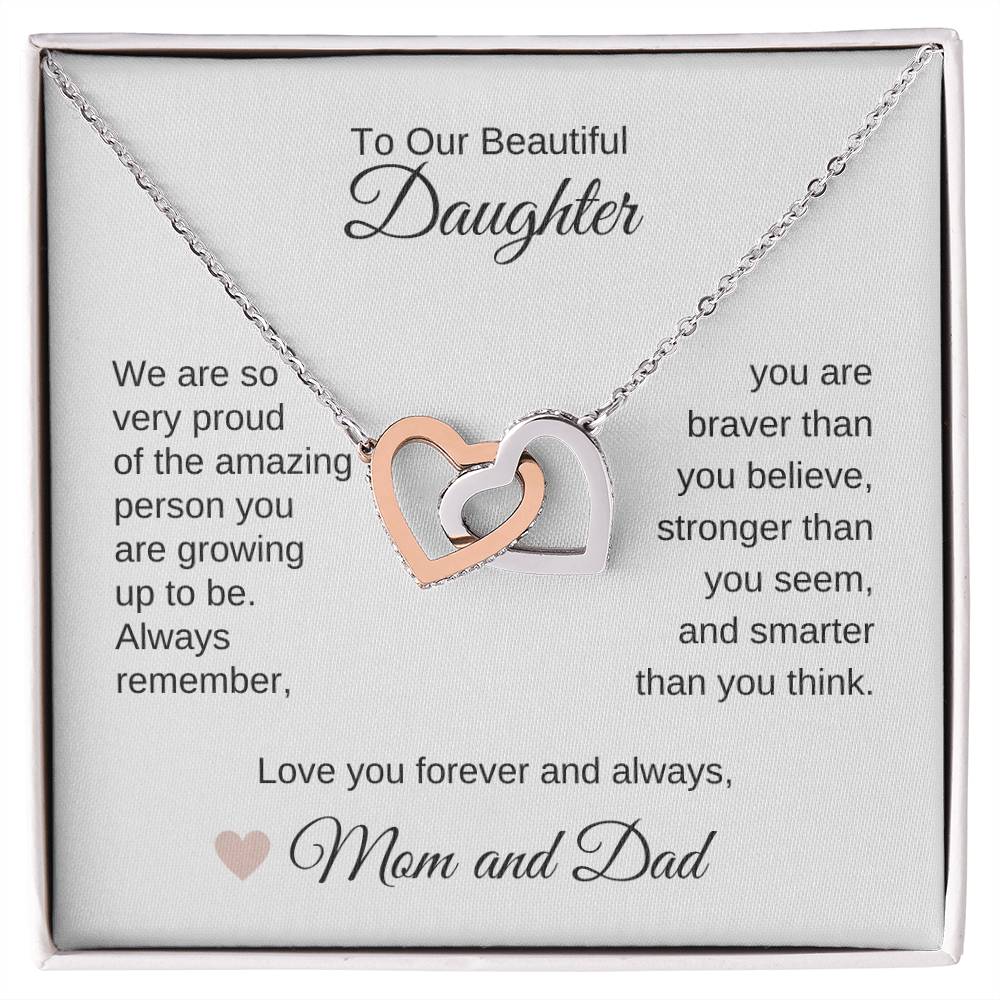 Daughter Necklace Presents for your Daughter Interlocking Hearts - MKT Custom Jewelry