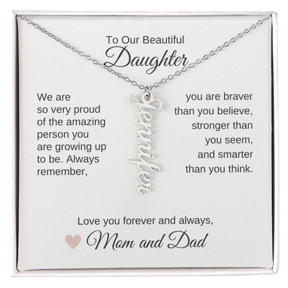 Daughter Necklace Presents for your Daughter Custom Name Dangle - MKT Custom Jewelry