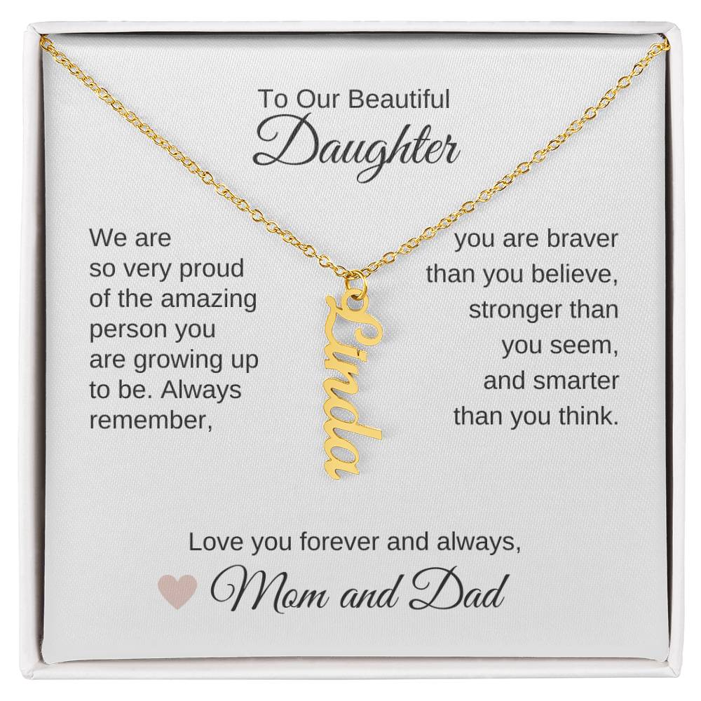 Daughter Necklace Presents for your Daughter Custom Name Dangle - MKT Custom Jewelry