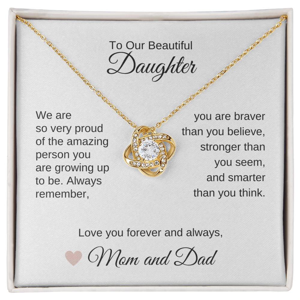 Daughter Necklace Presents for your Daughter Gold Love Knot Necklace - MKT Custom Jewelry